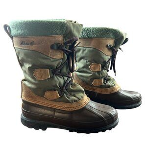 Vintage Sorel Eddie Bauer Edition Green/Leather Duck Winter Snow Boots 10 Womens